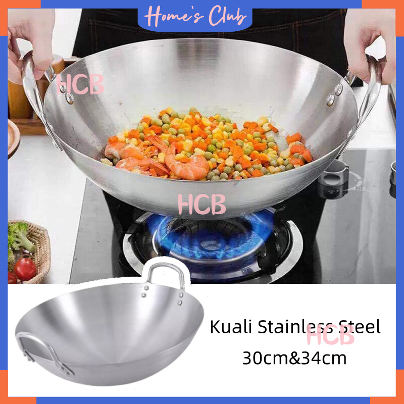 HCB Wajan / Kuali Stainless Steel / Penggorengan Wok Stainless Steel Wajan Anti Lengket / Kuali Stai