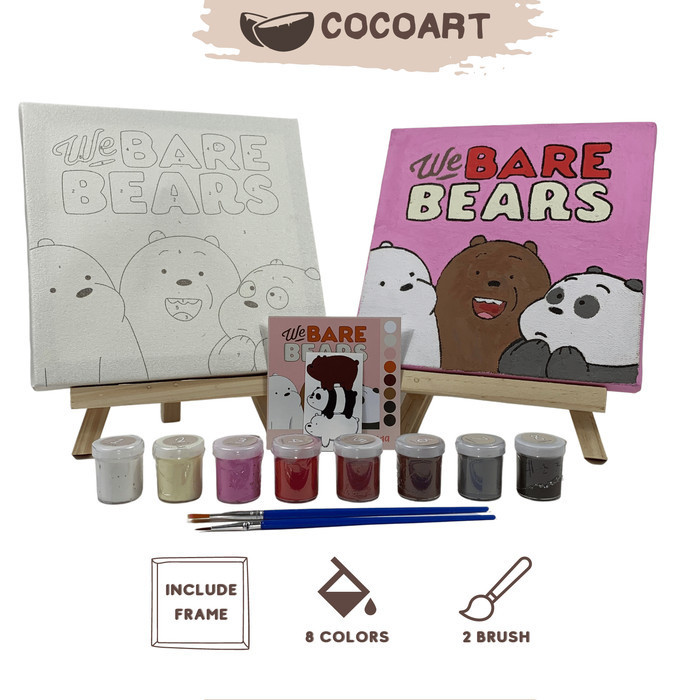

promo ✨ -Cocoart.id - Paint By Number Kit ( We Bare Bears ) I Kanvas 20 x 20 cm
