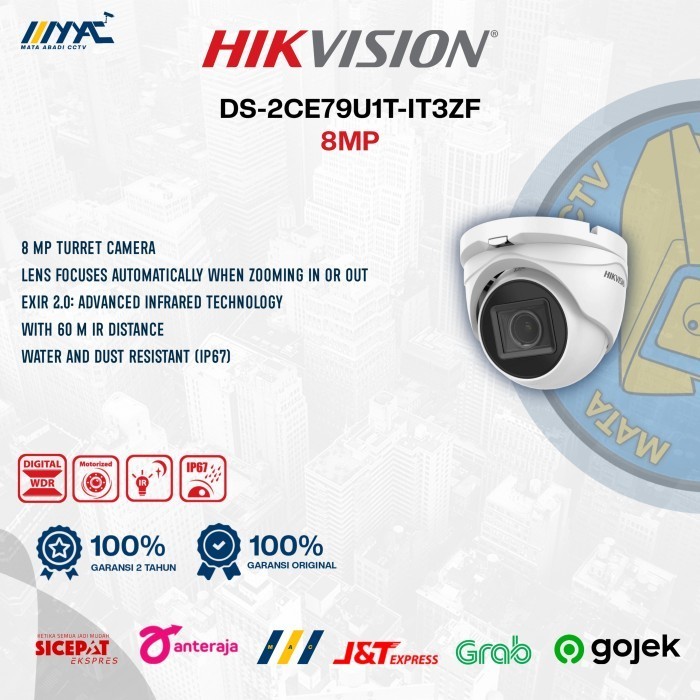 Kamera CCTV HD Hikvision DS-2CE79U1T-IT3ZF Motorized Varifocal 8 MP mata abadi cctv