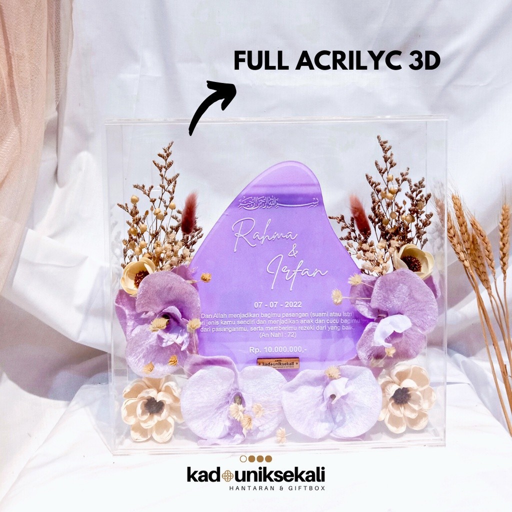 Mahar Akrilik Tetes Air Frame Akrilik - Mahar Full Acrilyc 3D Kadouniksekali