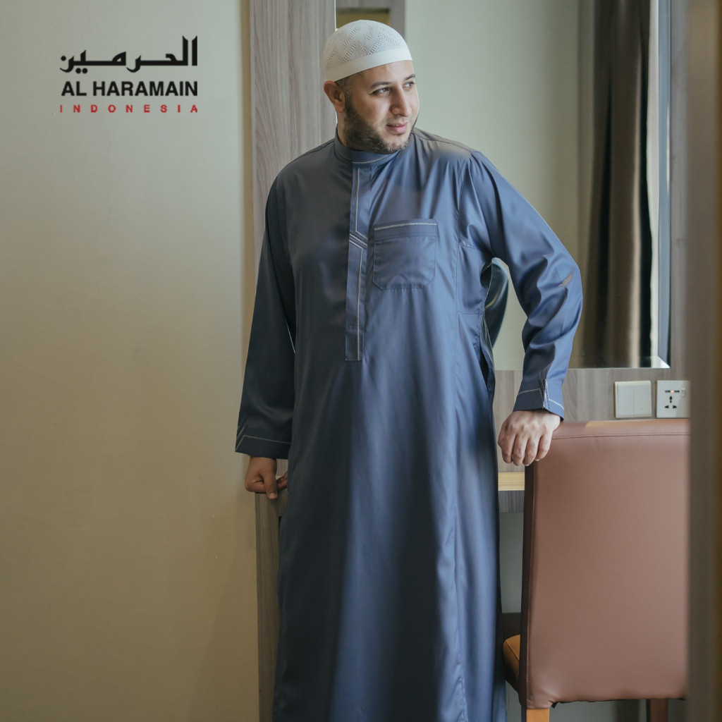 AL Haramain Jubah / Gamis Pria Remaja & Dewasa Premium Bordir Resleting (67) | Coklat | Coklat Tua |
