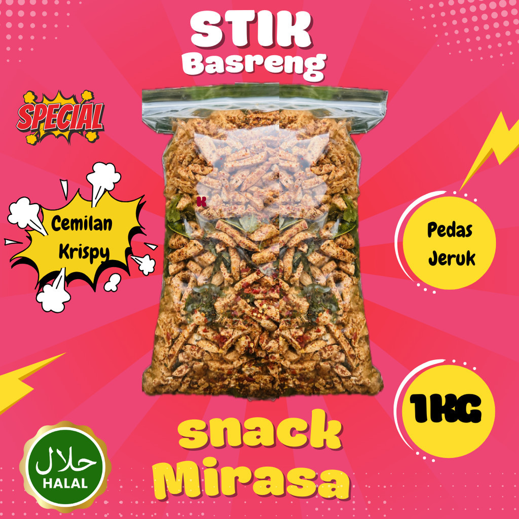 

Cemilan Baso Goreng/Basreng Stik 1kg/Pedas Daun Jeruk Kriukk snack Food