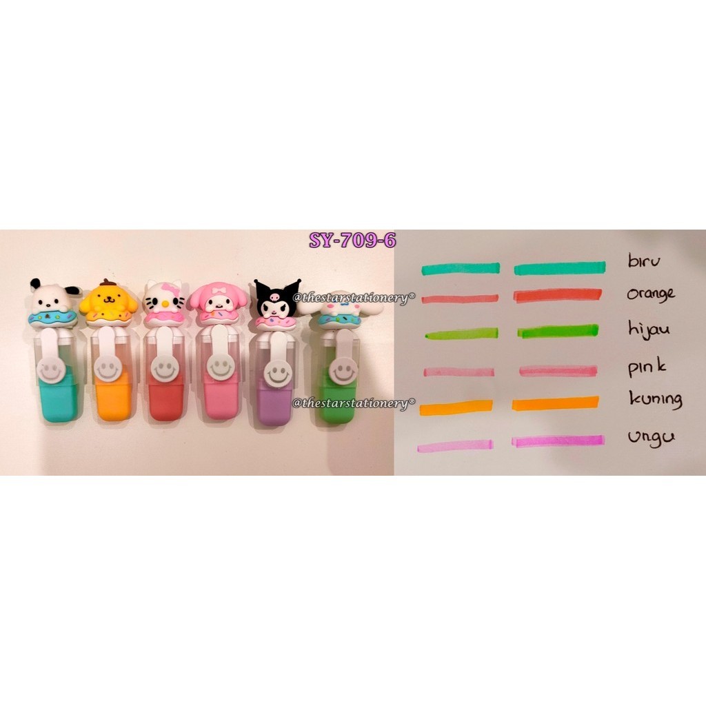 

(1 Biji) Highlighter Kepala Sanrio SY-709-6 / Highlighter Mini Sanrio SY-709-6 / Highlighter Fancy