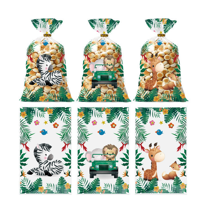 

50PC PLASTIK BINGKISAN KUE COOKIES SNACK KADO HAMPERS PESTA ULANG TAHUN ANAK MOTIF ANIMAL HEWAN SAFARI GAJAH ZEBRA