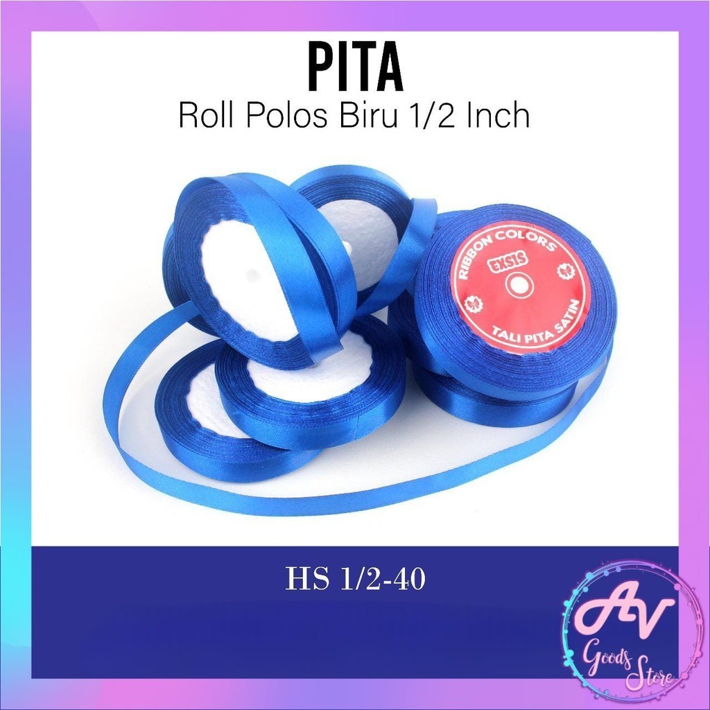 

Pita Satin 1/2 inch 1.25cm (1Roll) / Pita Kain Polos Warna Warni 0.5 inch / Pita Kado Dekorasi
