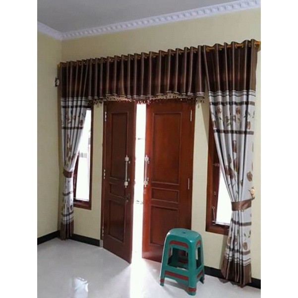 BM11L Gorden Paket Gorden 1set Gorden Dan Poni Jendela Pintu 1set Model Terbaru Gorden Motif Tulip M