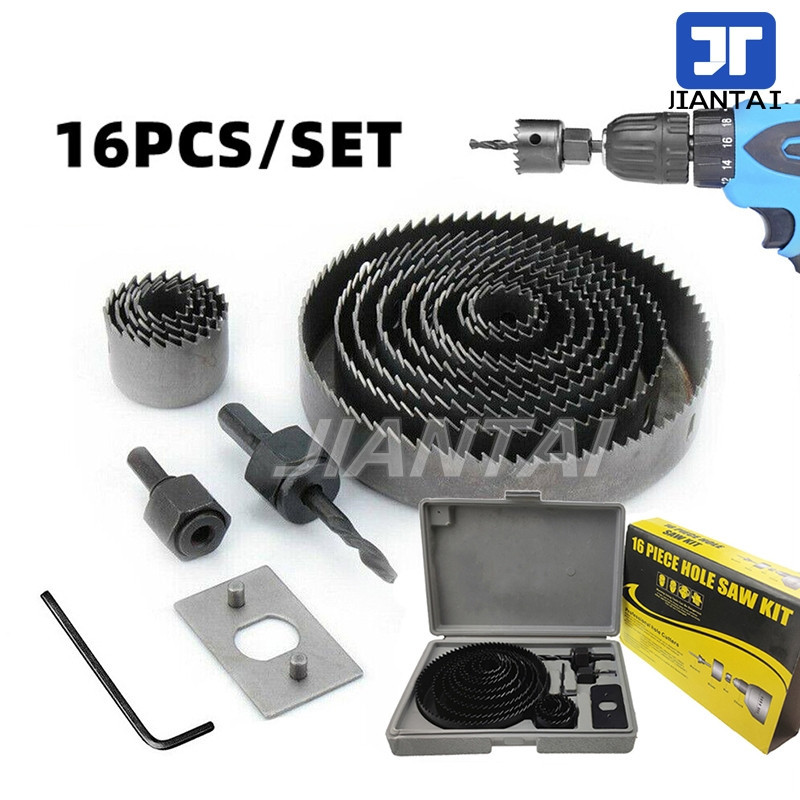 Holesaw Hole Saw 16 pcs - mata bor bulat lubang - Set Mata Bor Pelubang Kayu Paralon Hidroponik 13 p