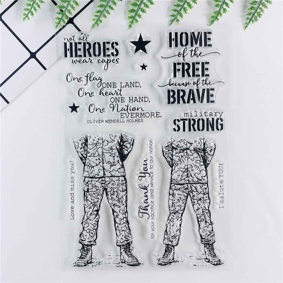 

11*16 Soldier Transparent Clear Stamps Seal For DIY Scrapbooking Rubber Stamp Sentiment Photo Album Card Making