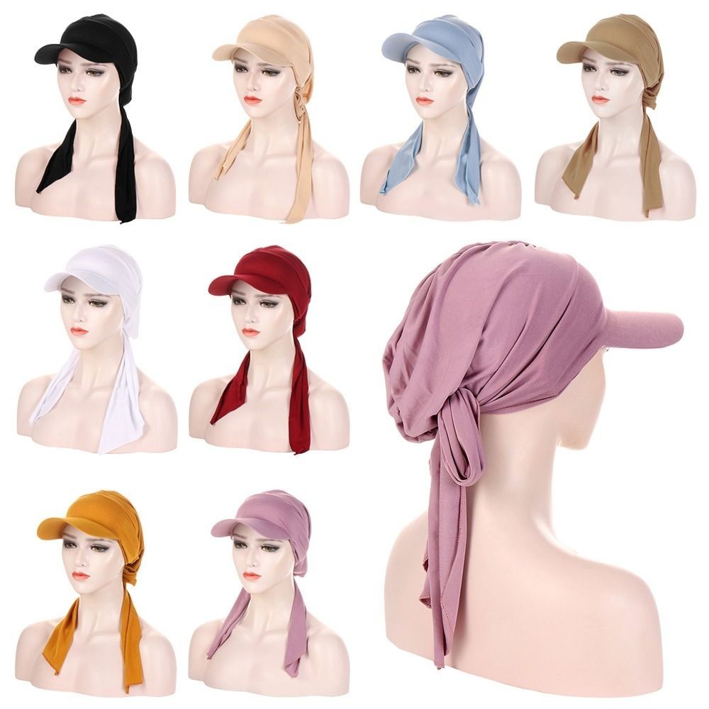 

Fashion Muslim Hat Muslim Hijab Multicolor Brim Pleated Tail Bow Hat Headband Hat Fashion Strap Hat Headscarf Sun Hats