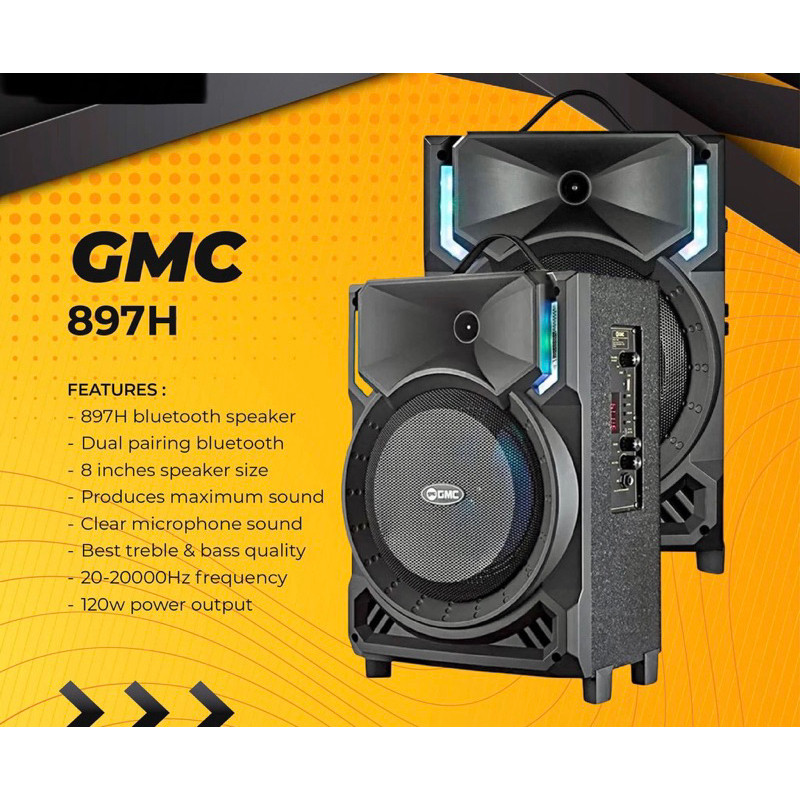 Speaker Portable Bluetooth Karaoke GMC 897H 897 H 8in 8inch Bonus Mic