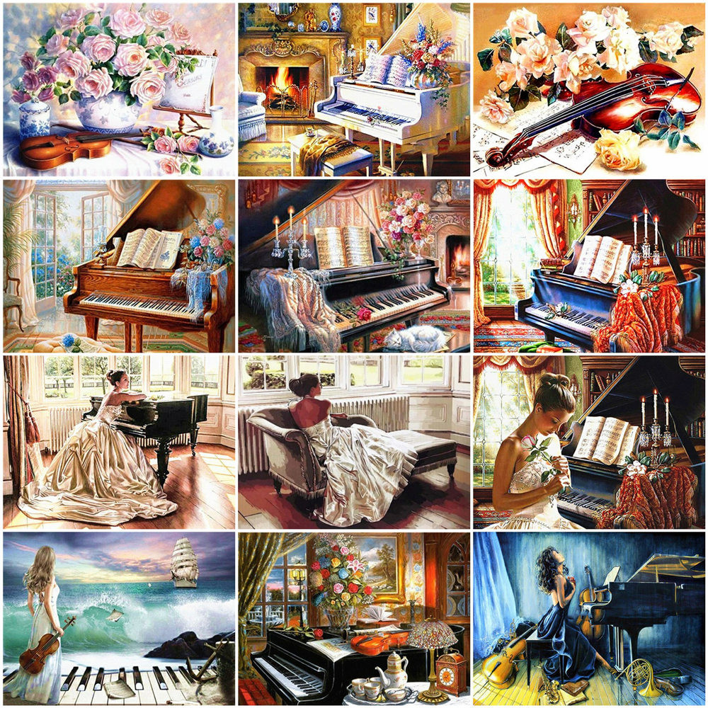 

Painting By Numbers Girl Drawing On Canvas HandPainted Painting Art Gift DIY Pictures By Number Piano Kits Home Decor