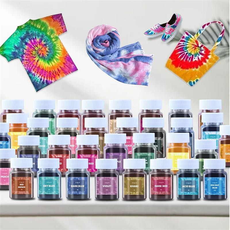 

30/50ml 24 Colors Fabric Tie Dye Powder Old Clothing Refurbished Pigments Color Change Free For Cotton Nylon Clothes Tie Dyeing