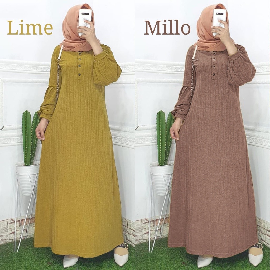 GAMIS RAJUT KNIT RISKIA  BUSUI FRIENDLY | Gamis Casual Remaja Wanita Kaos Knit Rajut | RISKIA MAXY G