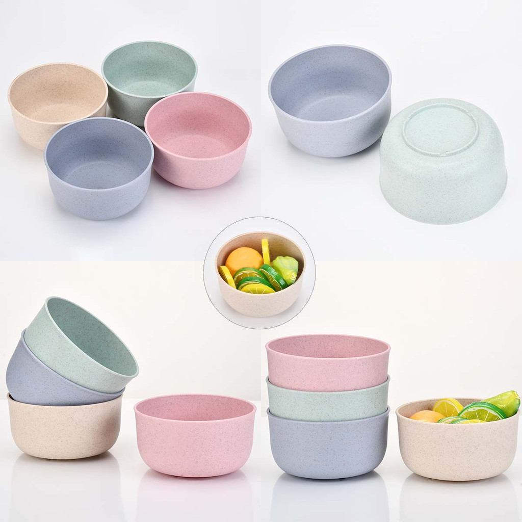 

4Pcs/set Kitchen Tableware Wheat Straw Bowl Food Grade Wheat Rice Bowl Tableware Food Container Dessert Salad Rice Bowl Sets