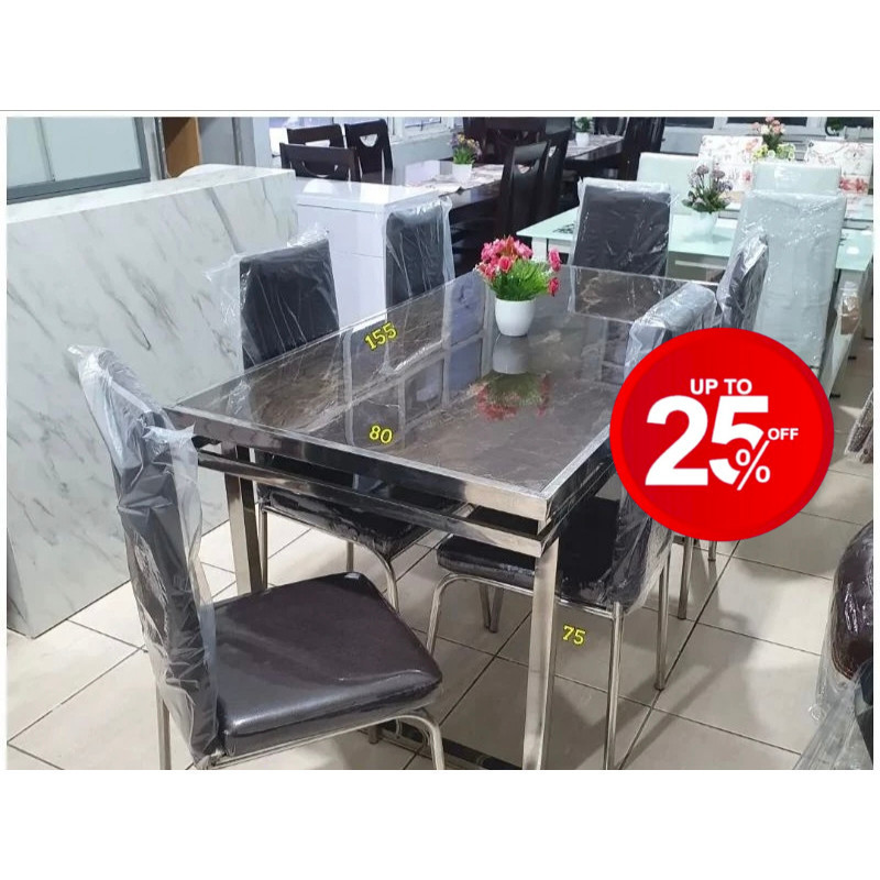 Meja Makan Granit + 6 Kursi