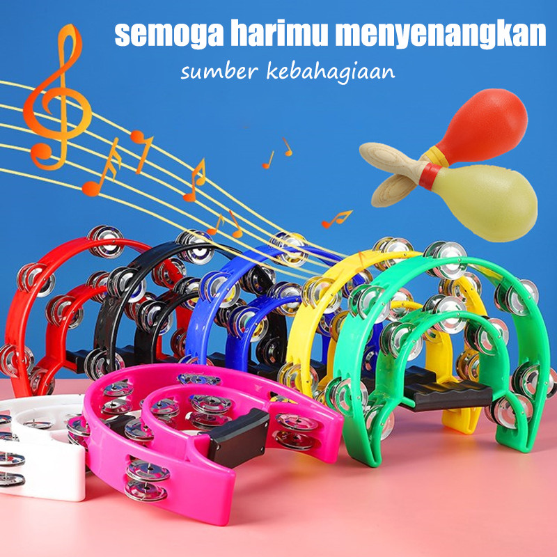 Double Ring Alat Musik Tamborin Kecrekan Tamborine Gereja Tambourine Instrumen