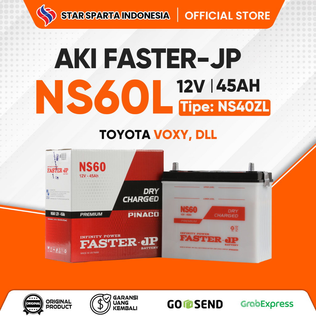 Faster JP - Aki NS60L 12V 45Ah untuk Toyota Voxy
