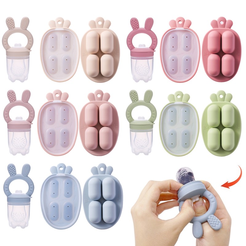 Bunny Animal Design Fruit Feeder Set Breast Milk Freezer Tray Food Soup Silicone Vegetable Feeder Nu