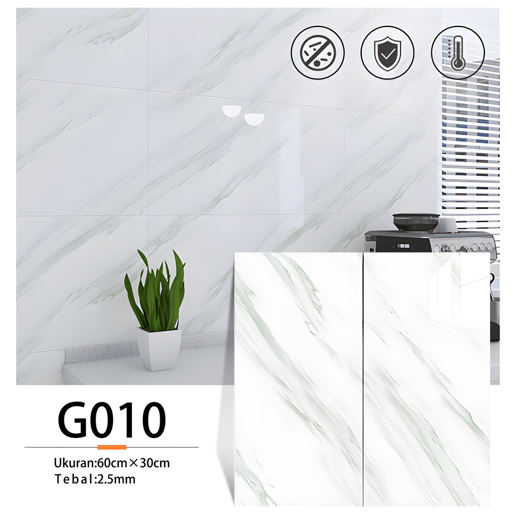 stiker keramik tiruan vinyl tahan air,klopek&tempel,untuk dapur,kamar tidur,kamar mandi motif marmer