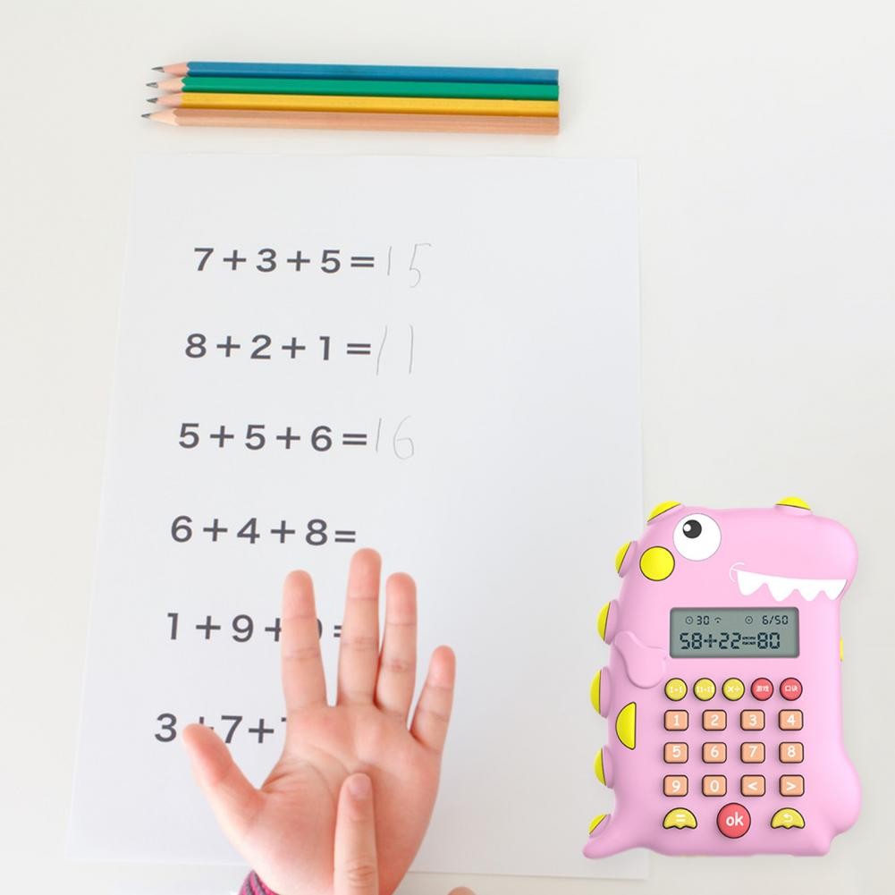 

Dinosaur Shaped Digital Calculator Rechargeable LCD Display Primary School Students Arithmetic Training Machine Toy Kids Gift