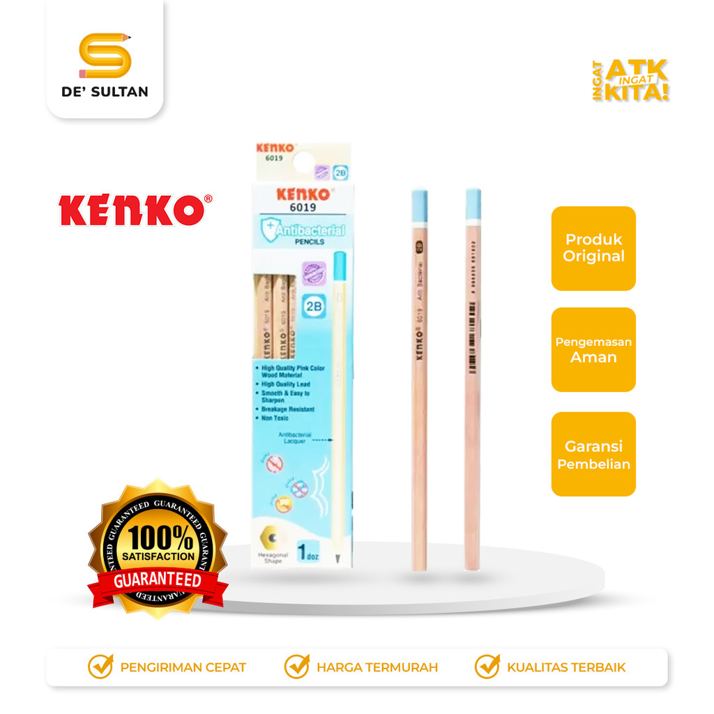 

KENKO PENSIL 2B-6019 ANTI BACTERIAL (1LSN/ 12PCS)