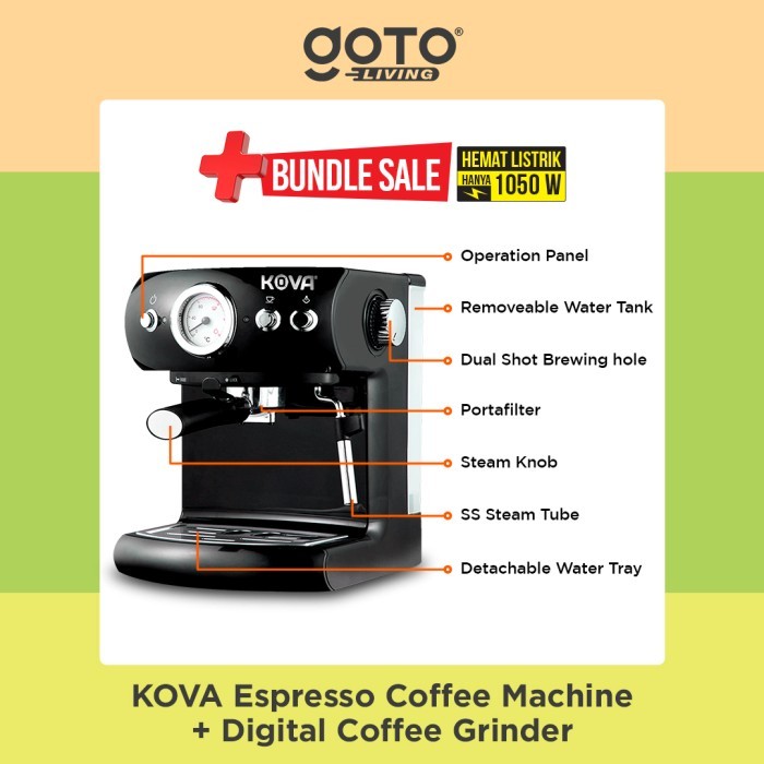 Bundling Kova Espresso Maker dan Kova Sylus Dital Coffee Grinder - ACK600N X E01