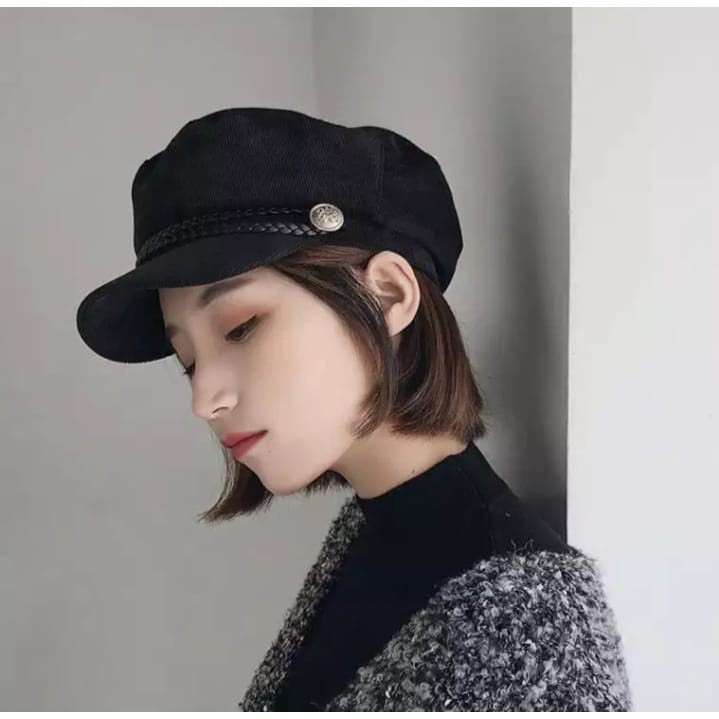 Viral Topi Komando Kulit Pria Wanita Newsboy Hats Sailor Military Hats Pelaut kekinian