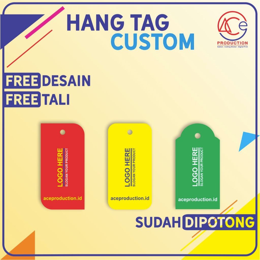 

HANG TAG CUSTOM BAJU LABEL FASHION FREE TALI PLASTIK