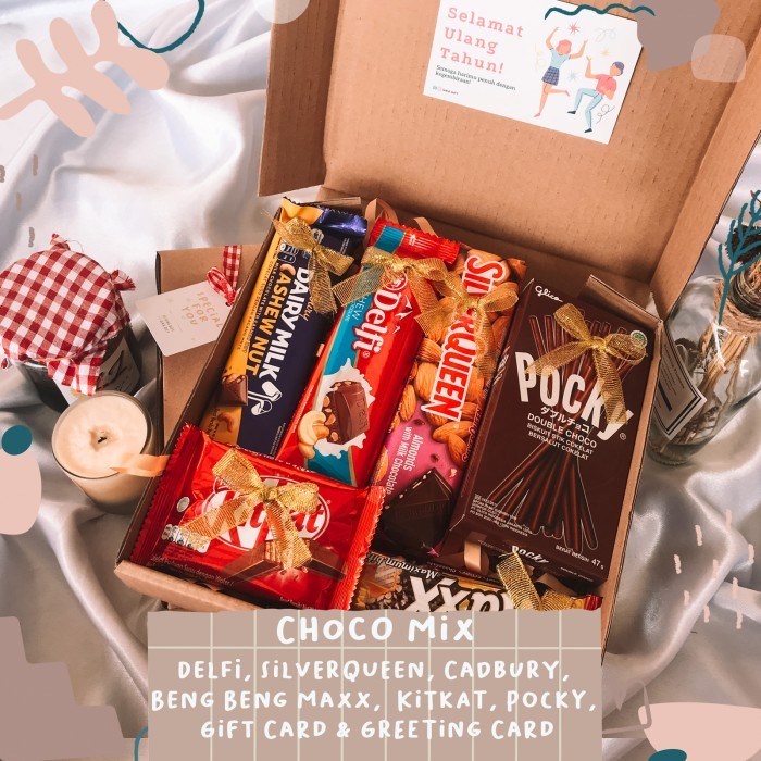 

GIFT BOX CHOCOLATE/ HAMPERS/ HADIAH ULANG TAHUN, WISUDA, ANNIVERSARY - Mix Choco, Ulang Tahun