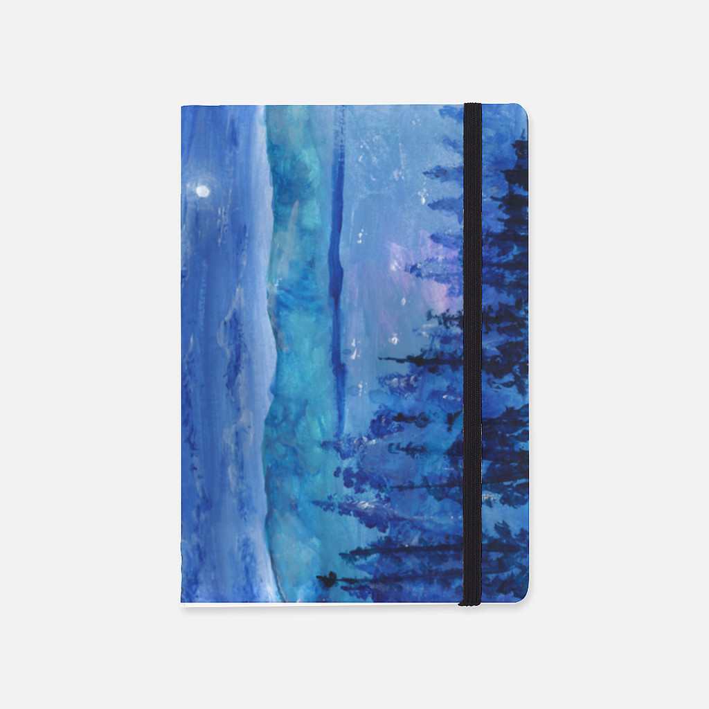 

Soft Cover Notebook PURPLE LAKE COVER (DARK BACK COVER)