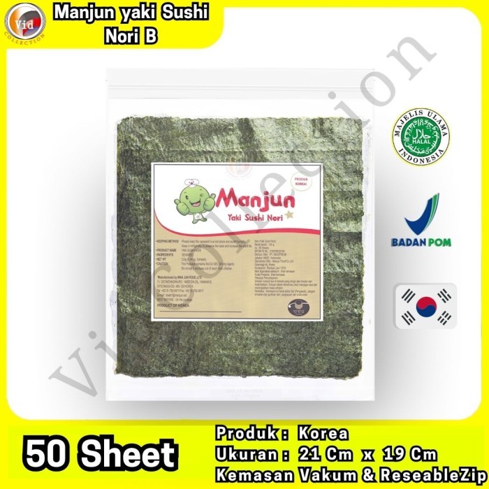 

BEST SELLER Manjun Yaki Sushi Nori Rumput Laut Roasted Seaweed 50 Lembar