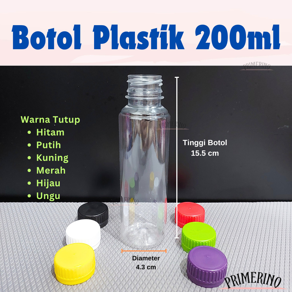 Botol Plastik 200 ml / Botol Minuman Plastik 200ml / Botol Jus Kopi Susu Madu Almond