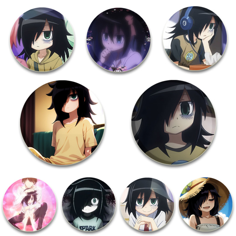 32/44/58MM Creative Round Pins Anime Cartoon Character Tomoko Kuroki Funny Brooch Badge Jewelry Gift