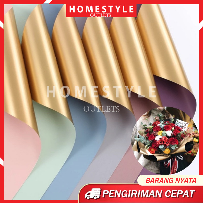

[1 PACK 20 LEMBAR] Flower Wrapping Cellophane 2 Warna Gold Solid Waterproof /Pembungkus Kado / Kertas Buket Bunga / 58x58cm Waterproof Kertas Buket Bunga
