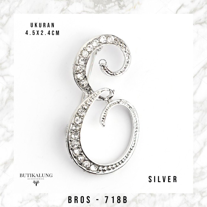 Bros Huruf Hijab Bros Peniti Jilbab Aksesoris Fashion Wanita 718 - 718B SILVER-E