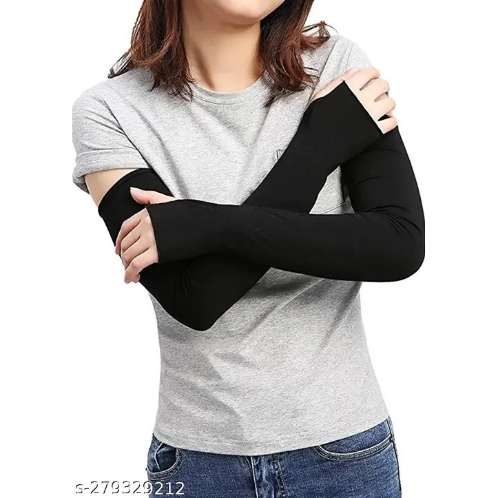 Manset Lengan Pelindung Sinar Panas Matahari Tangan Sepeda Motor Outdoor Pria Wanita Muslim Hijab Dengan Lubang Jempol Spandex Sejuk Anti UV Arm Sleeve Polos Sepasang Lets Slim