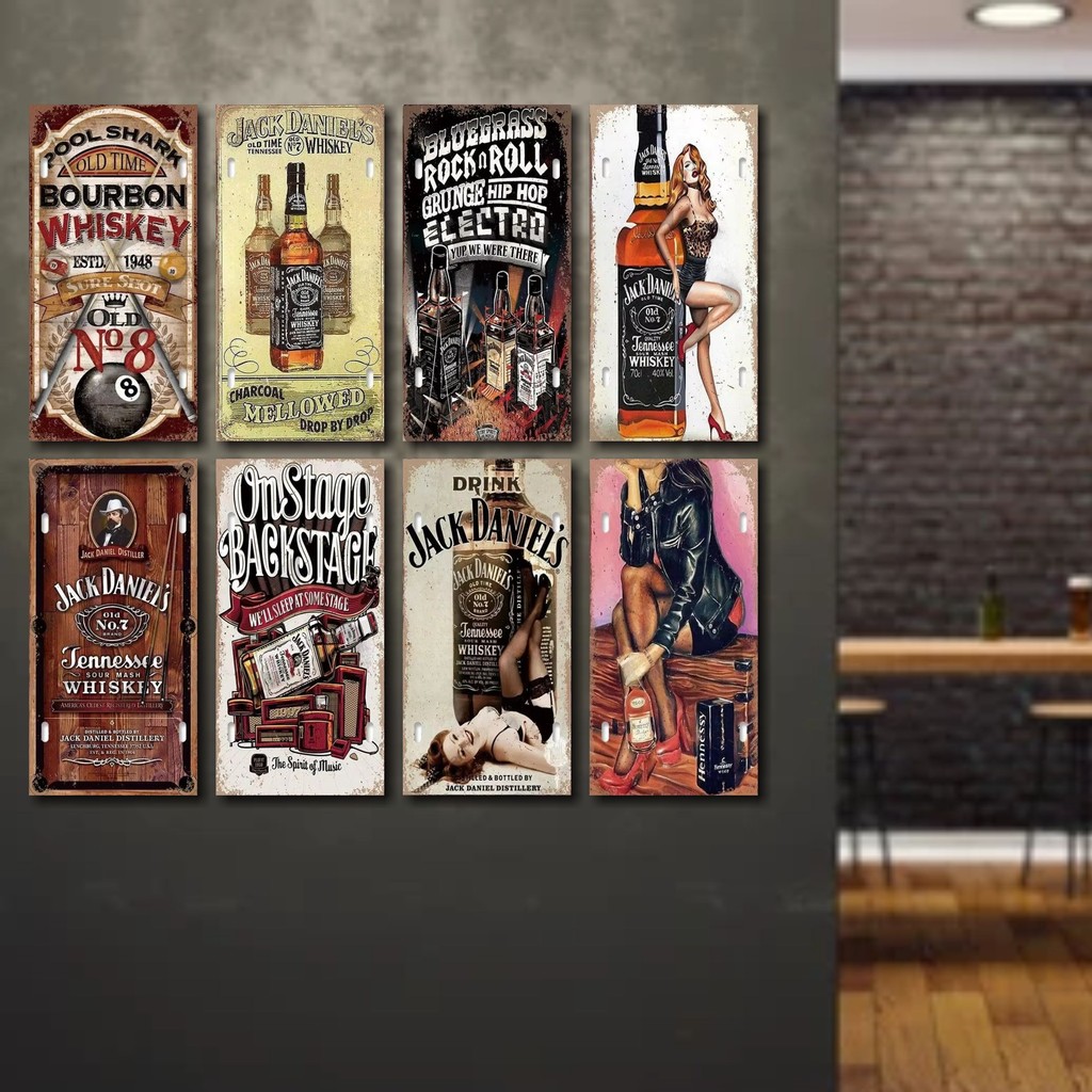 Poster Kayu  Hiasan Dinding 20x40 Dekorasi Kamar jack daniels Notsleep Store  Pajangan botol minuman