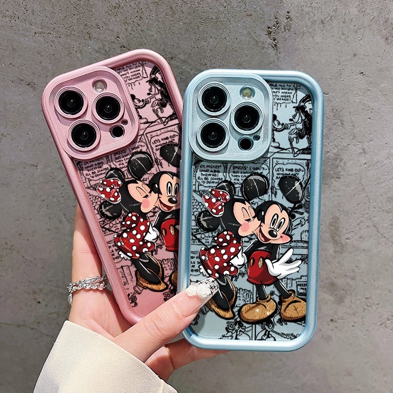 Cium mickey lucu Soft Case Hp IPhone 11 IP 13 Casing 15 Pro Max Plus 14 Cewek IPhone11 Ip11 12 7 8 P