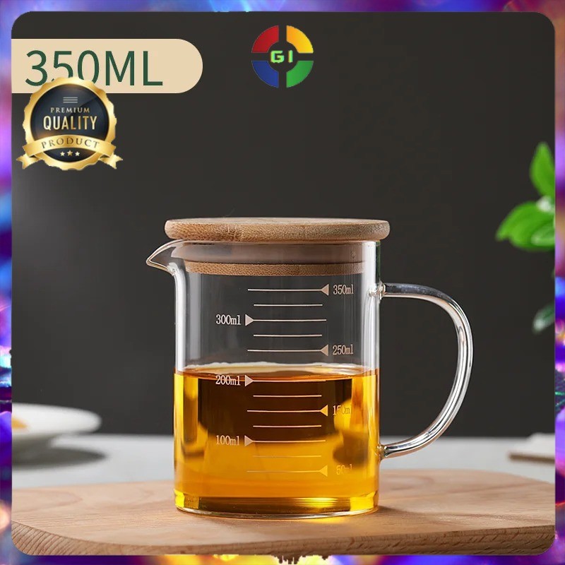 (GI) Teko Kaca Takar Air Minum Teh Tahan Panas 350ml