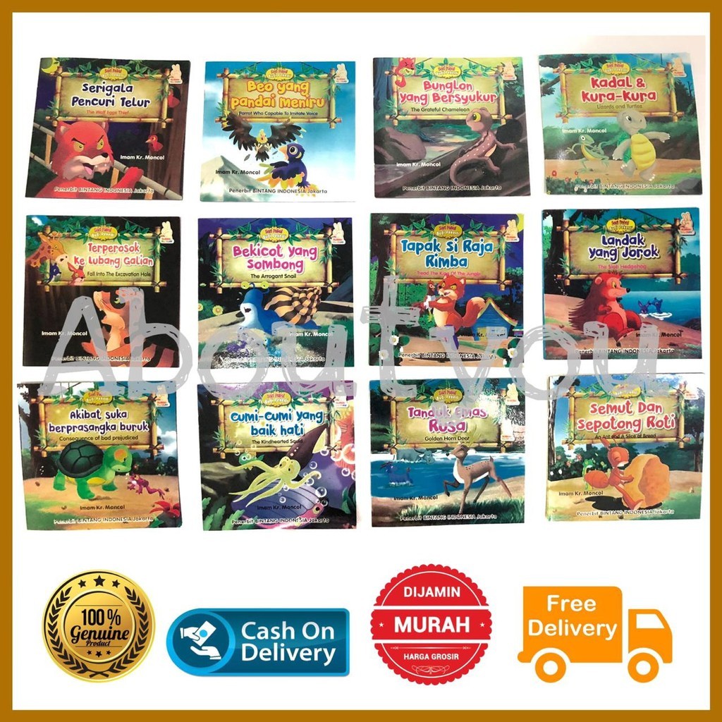 

Buku Dongeng cerita anak seri HEWAN BINATANG FABEL moral budi pekerti bilingual warna murah