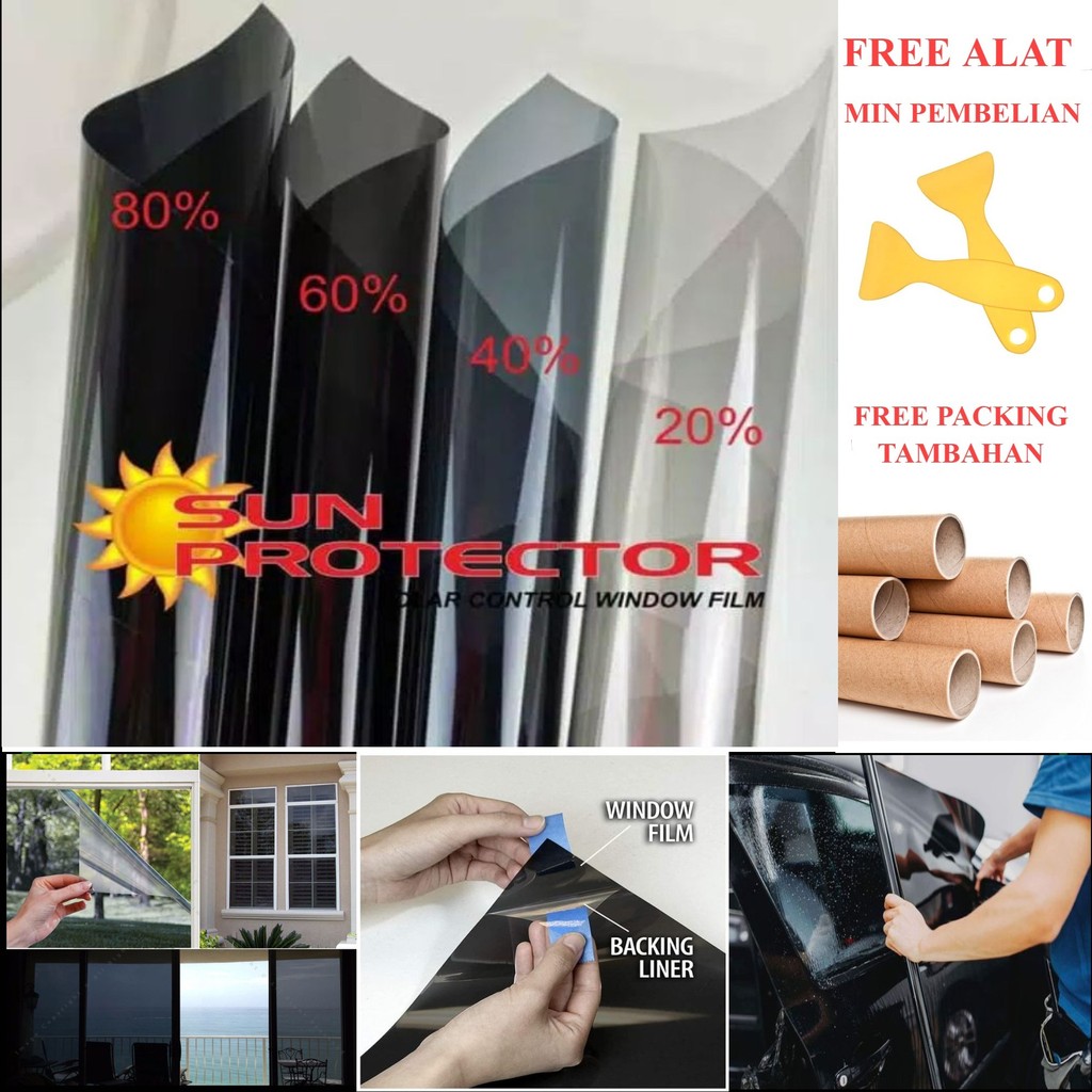 Kaca Film Mobil Original Anti Panas Hitam 20% 40% 60% 80%