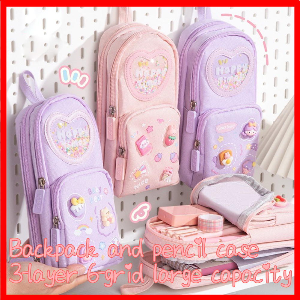 

Kotak Pensil Anak Sekolah Tempat Pensil Kotak 3D Model Anak Perempuan Lucu Kapasitas Besar Korea 6 Ruang