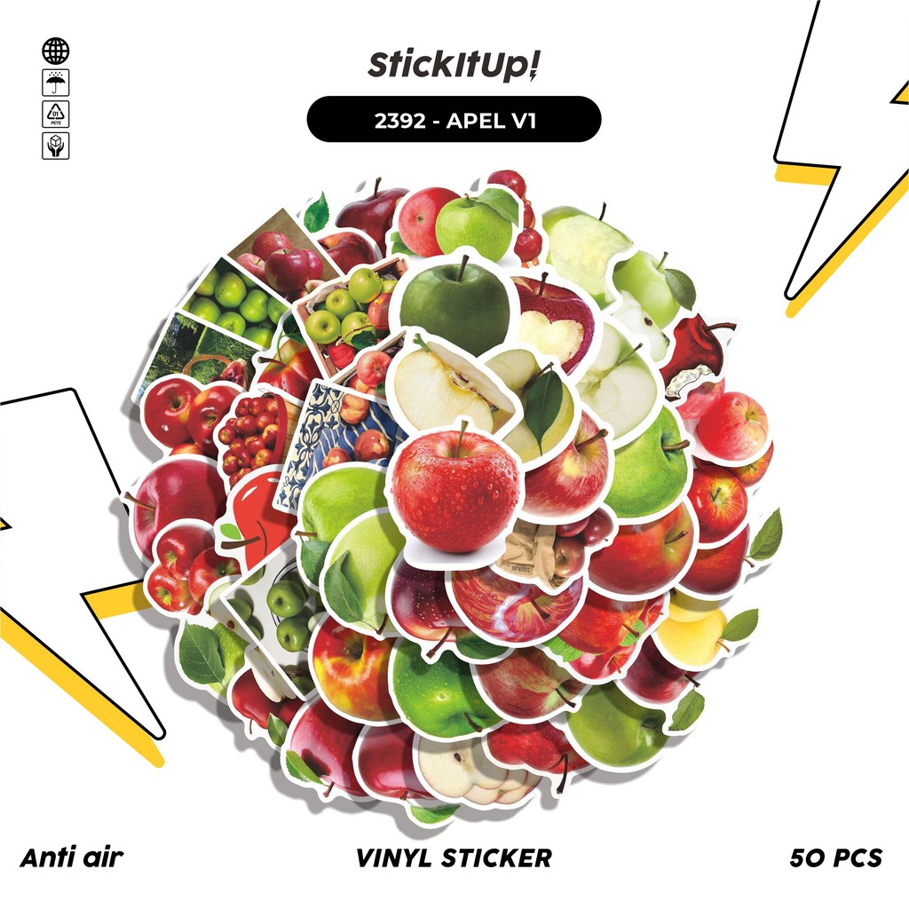 

COD✨ 50 Pcs Stiker Pack APEL V1 Lucu Aesthetic Vynil Waterproof untuk Freebies Sticker Buku Journal Casing HP Laptop