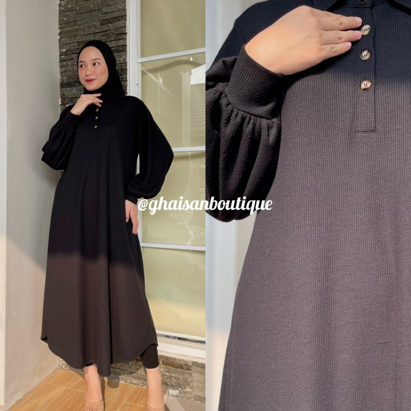 Ghaisanboutique | Luna Dress dress kancing busui friendly | Knit Dress Casual Dress Busui Panjang Wa