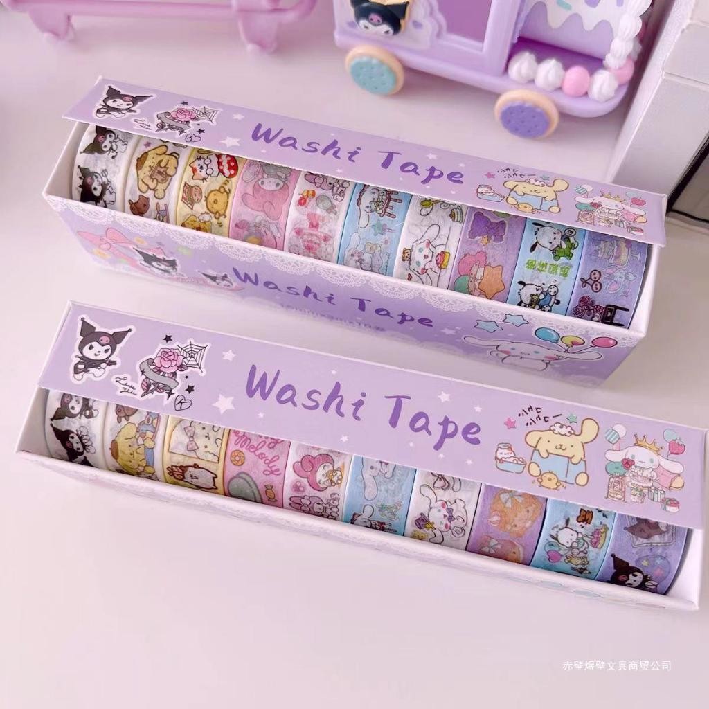 

STICKER TAPE ROLL MOTIF SANRIO LUCU ISI 10 PCS / DIY STICKER LABEL MOTIF SANRIO