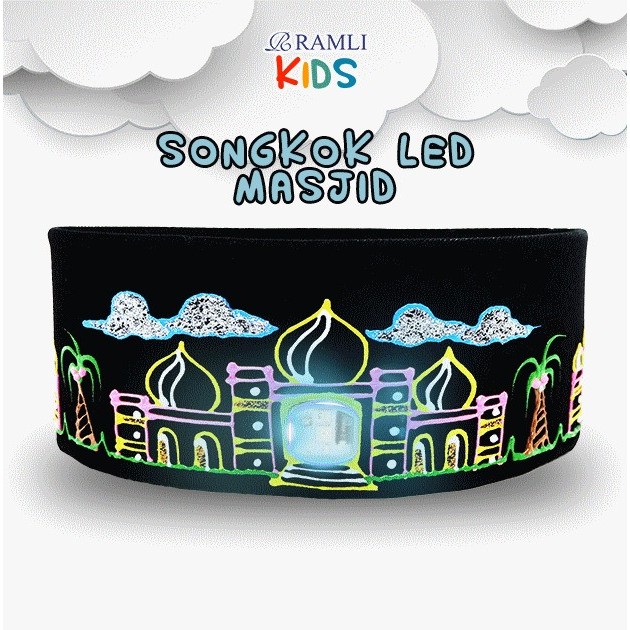 Kopyah Peci Anak Songkok Anak Ada Lampu LED Bisa Menyala Masjid - 1