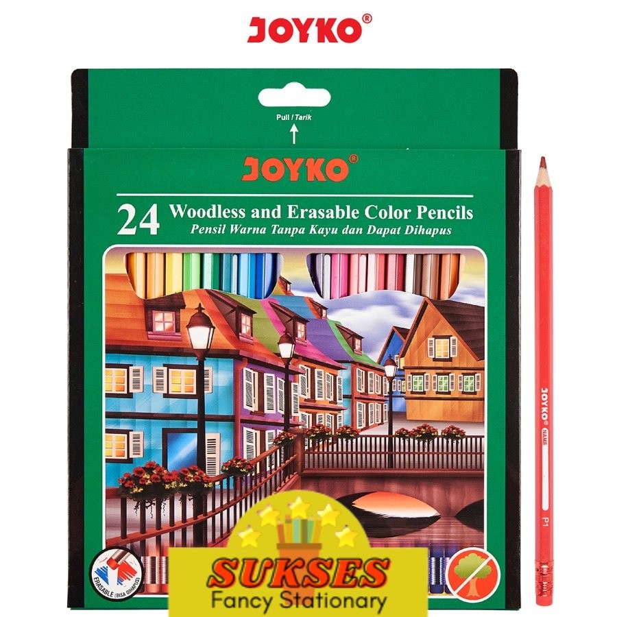 

Joyko Erasable Pensil Warna Panjang 24 Warna Bisa Dihapus Long CP-115