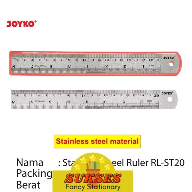 

Stainless Steel Ruler 20cm RL-ST20 / Penggaris Besi Tebal 20 cm SS RLST20 Joyko