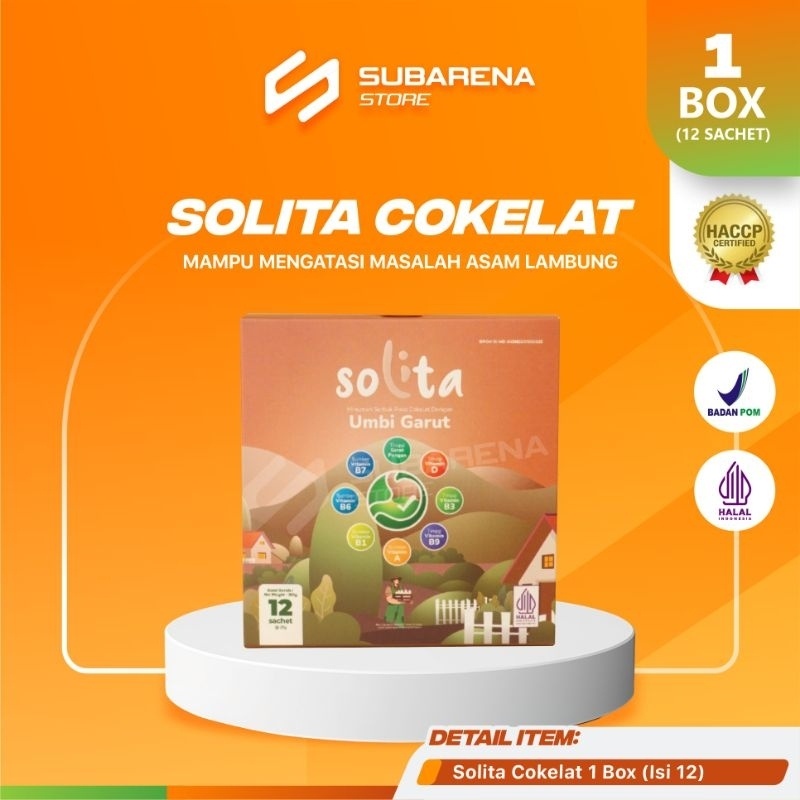 

SOLITA MINUMAN SERBUK UMBI GARUT AMPUH ATASI ASAM LAMBUNG, MAAG, GERD, 4X RENDAH GULA, RASA COKELAT - 12 SACHET