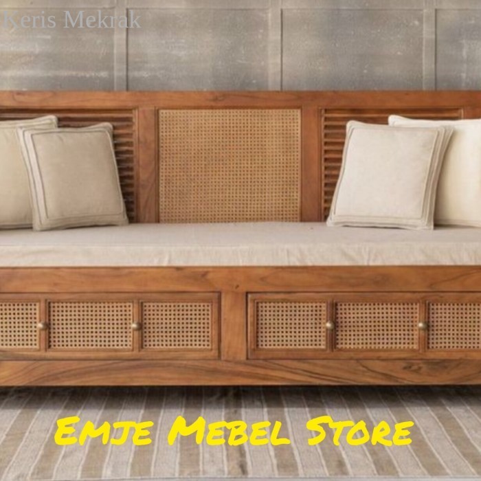 bale bale jati bangku kayu jumbo dipan rotan laris manis